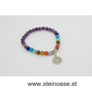 Armband Amethyst "Lebensbaum & Chakra" 